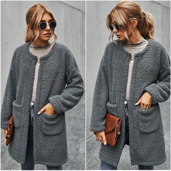 CFurry jacket coat with pockets - CAMEL - Picture 2 of 4